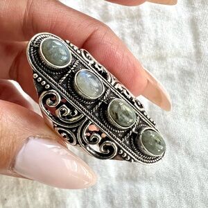 925 Ornamental Gray Labradorite 4 Stone Ring 10